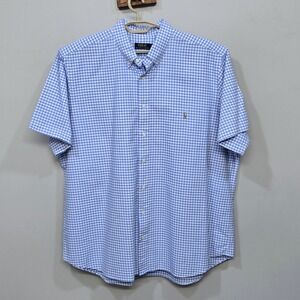 Polo Ralph Lauren Button Down Shirt Men 2XB Blue Gingham Cotton Preppy Casual